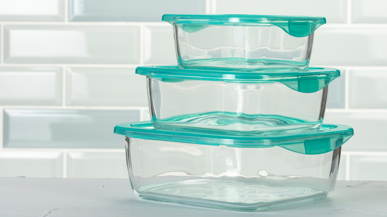 plastic containers with colorful lids