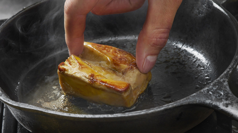 Foie gras in a pan