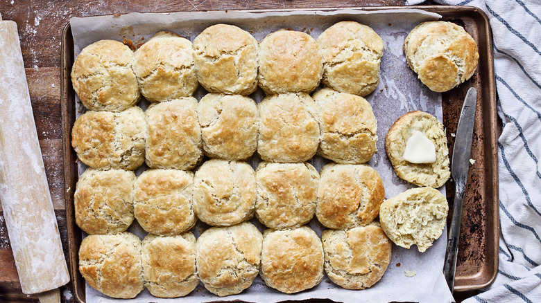 Baking sheet of biscuits