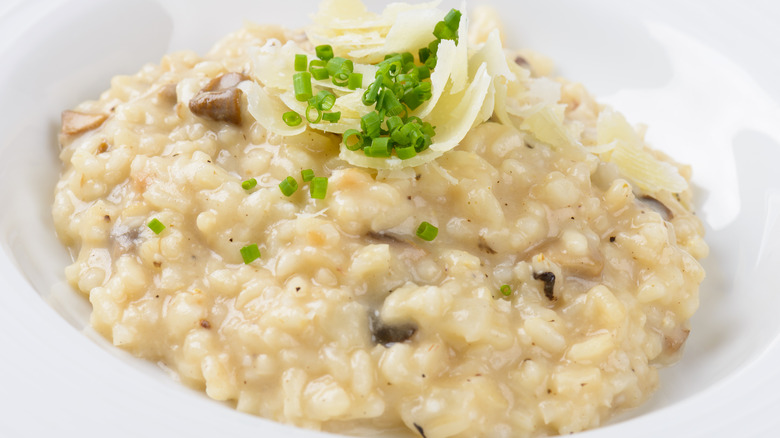 Close-up of mushroom risotto 