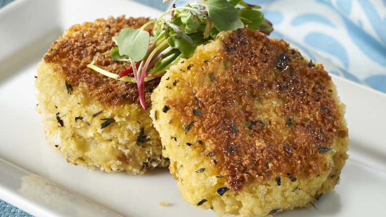 Risotto cakes with garnish