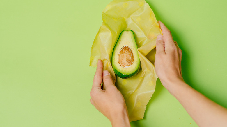 cut avocado wrapping