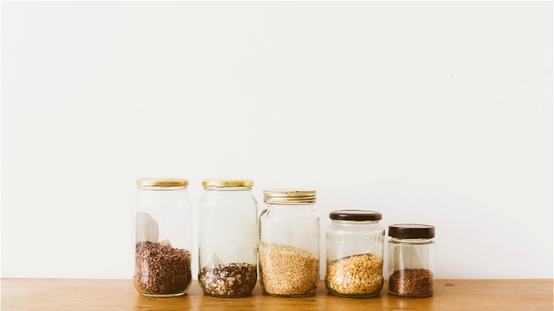 Whole grains in glass jars 