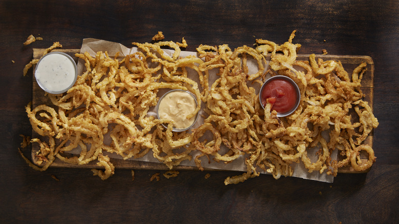 french fried onions on a tray