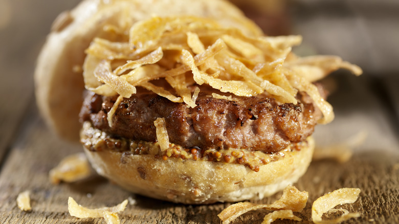 burger with fried onions