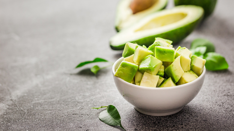 A bowl of avocado chunks 