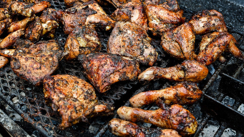 jerk chicken on grill