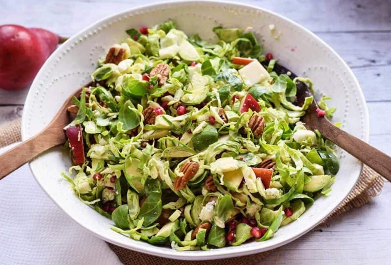 Brussels Sprout Salad with Pear and Pomegranate