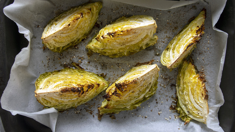 baking cabbage wedges on pan