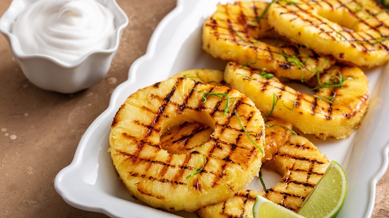 grilled pineapple on plate