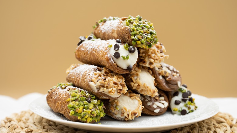 Pyramid of various cannoli