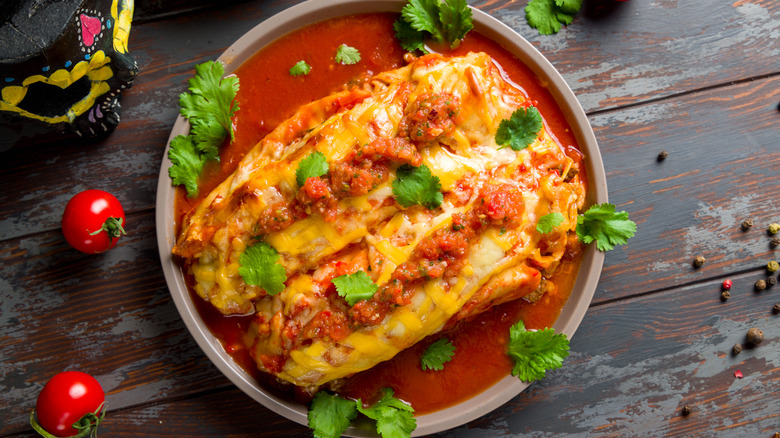 a plate of beef enchiladas