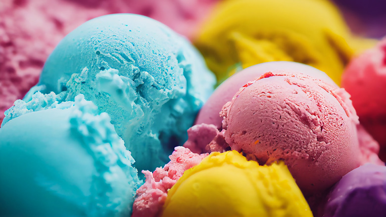 Blue pink and yellow ice cream