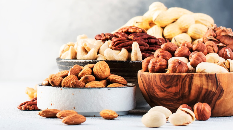 bowls of various nuts