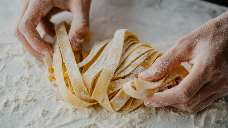 Making pasta by hand 