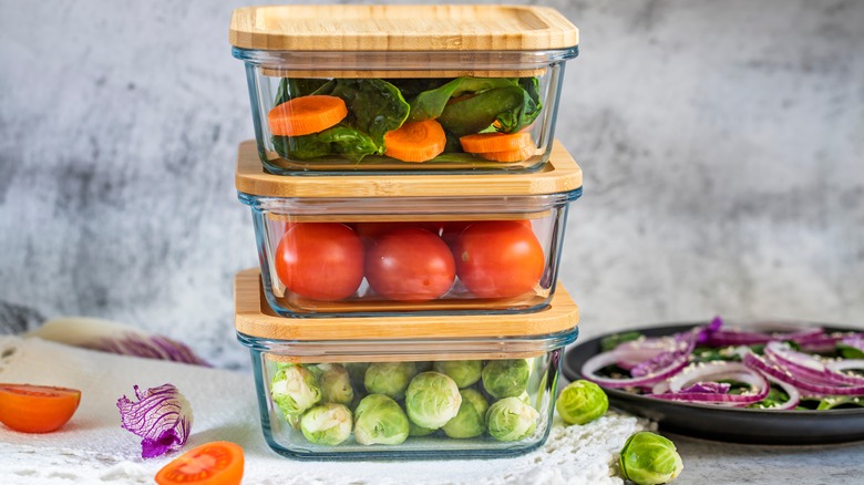 Containers of fresh vegetables