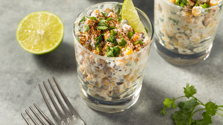 Mexican street corn in a cup