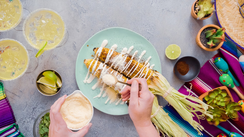 Making Mexican street corn