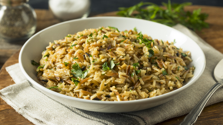 Bowl of rice pilaf