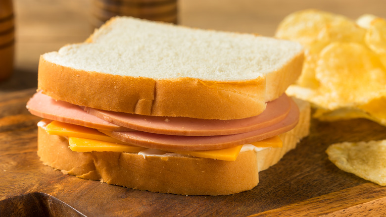 Bologna and cheese sandwich