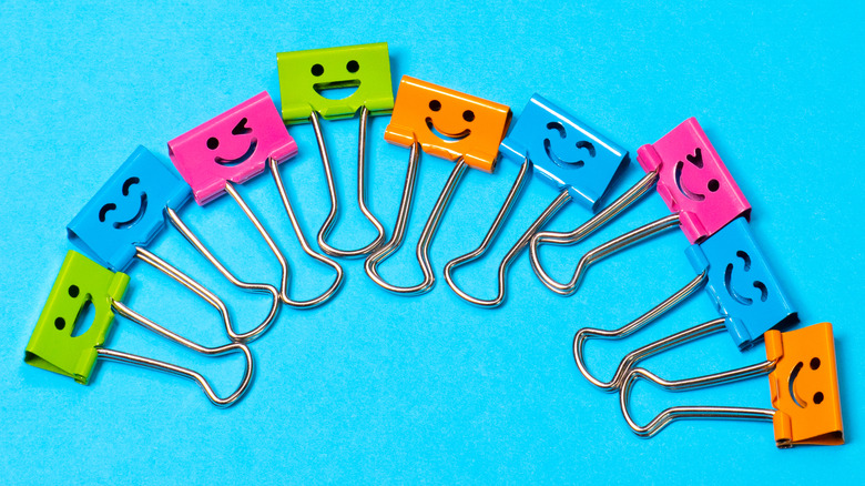 colorful smiling binder clips
