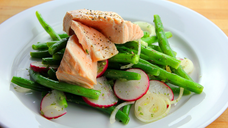 Poached salmon salad