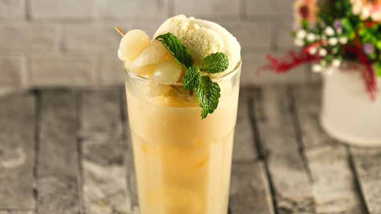 Limoncello in glass with ice cream