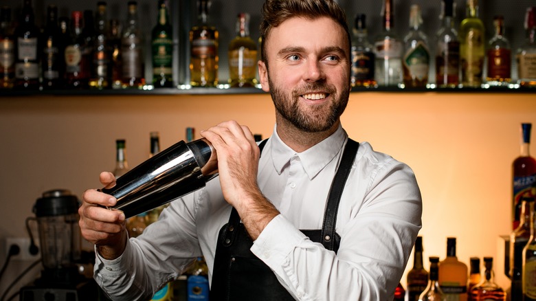 Person shaking a cocktail