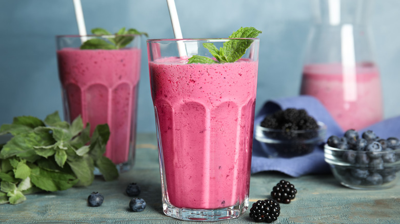 Berry smoothies on tabletop