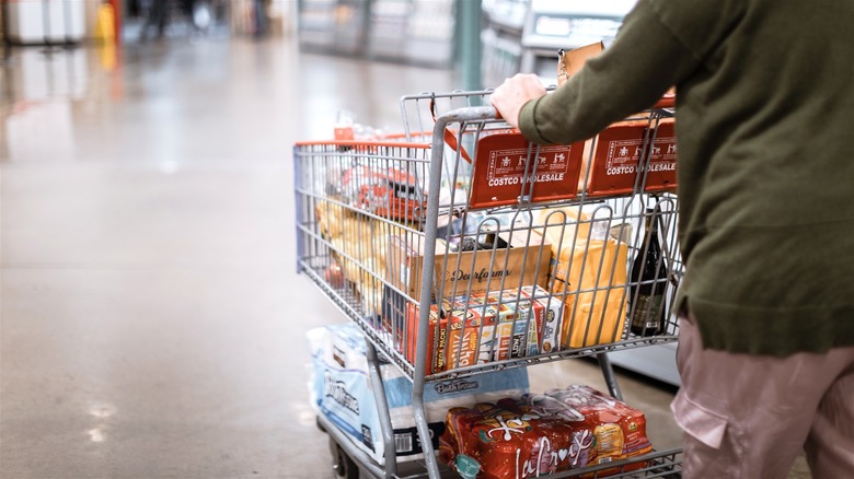 Person pushing Costco grocery cart