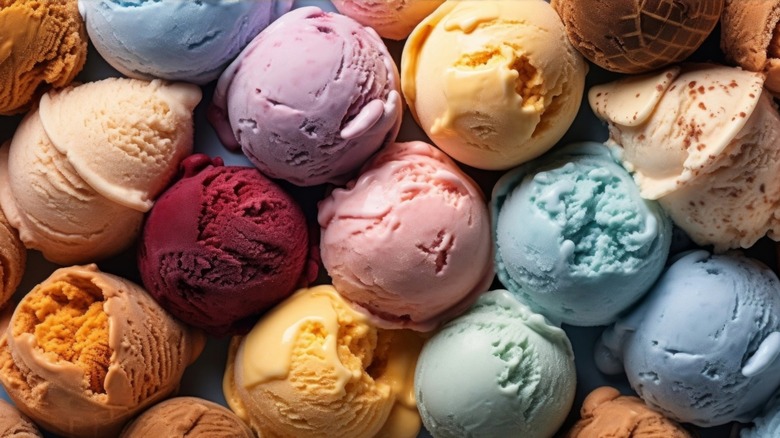 an assortment of ice cream flavors