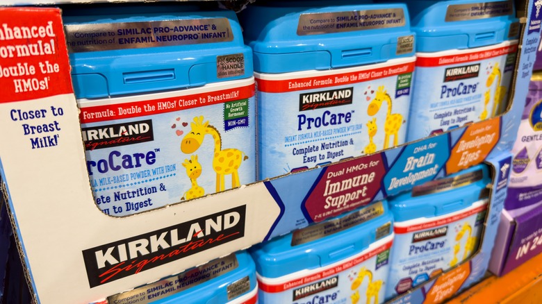 kirkland Signature baby formula packages