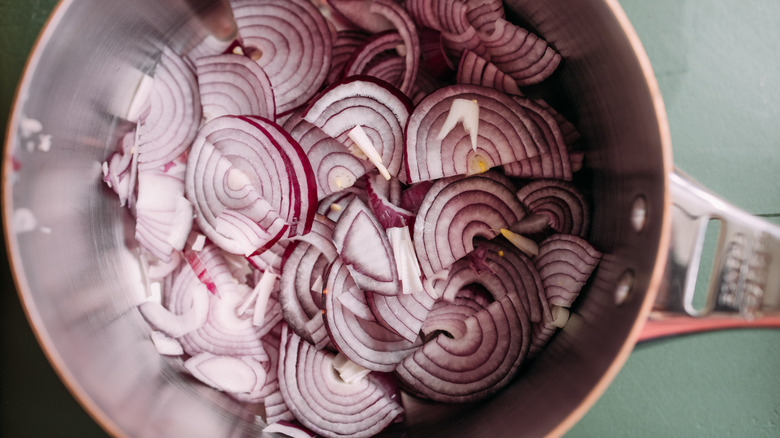 Onions in a pan