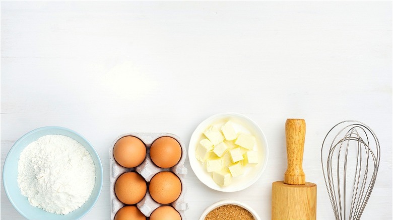 Cookie ingredients with utensils