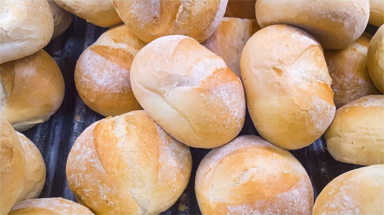 Bread rolls piled together