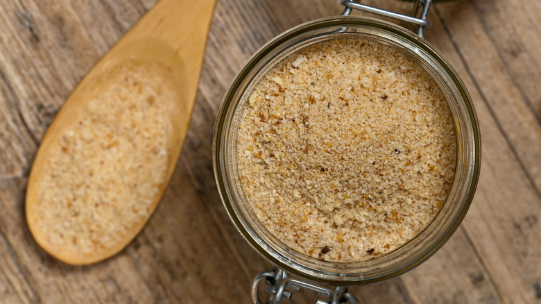 jar of finely ground breadcrumbs