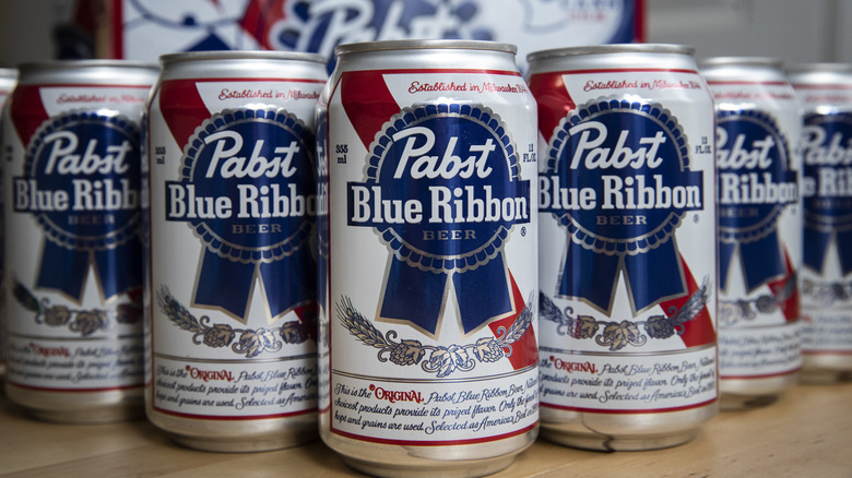 Cans of Pabst Blue Ribbon