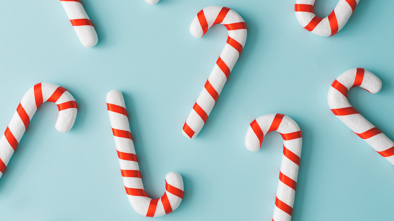 Candy canes on blue background