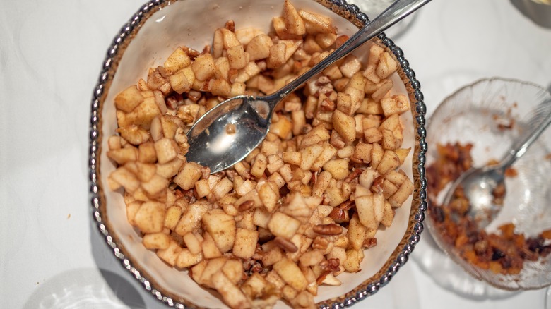 Bowl of charoset with spoon