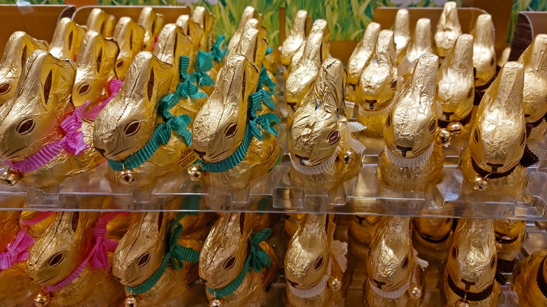 gold foil wrapped chocolate bunny