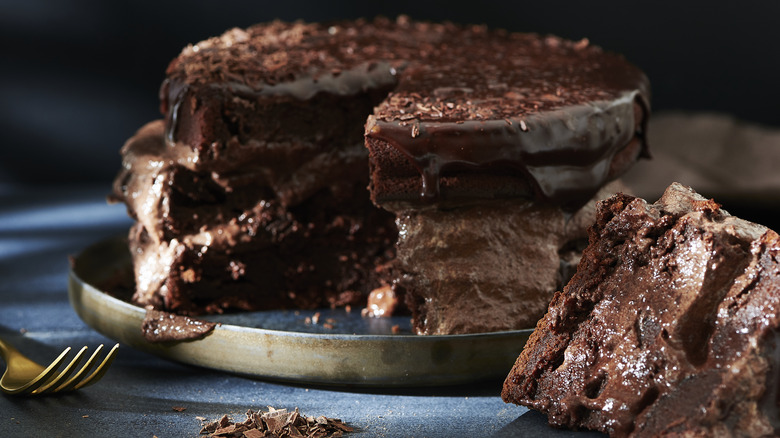 Three-layer chocolate cake