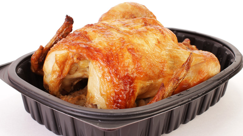 Rotisserie chicken in container