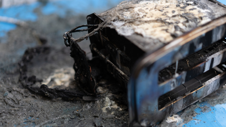 damaged toaster after fire