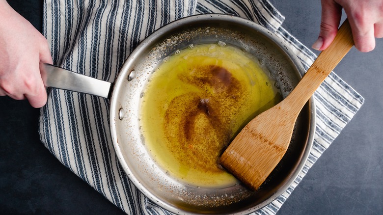 Browned butter in a skillet