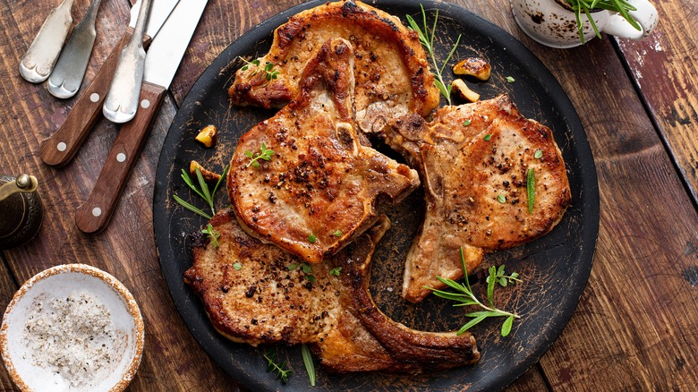 Pork chops on a plate