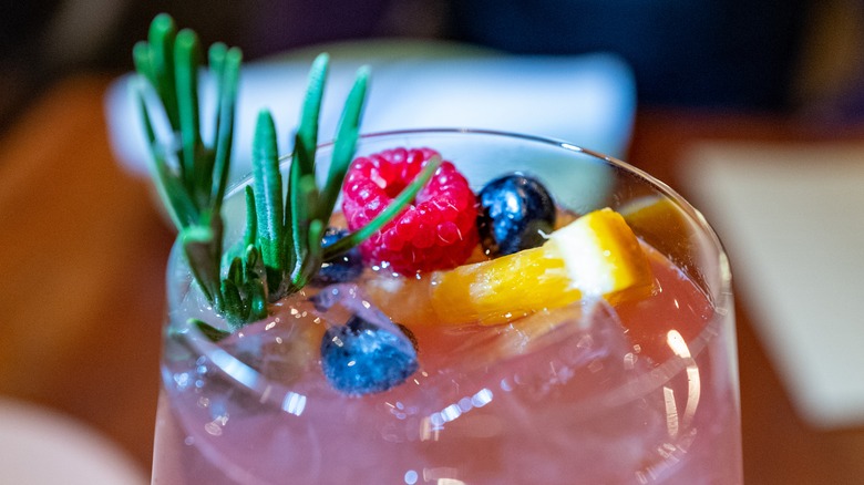 fruit in sangria glass