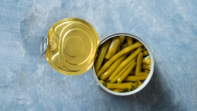 Open can of green beans