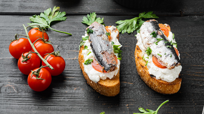 Sardine and cream cheese toast