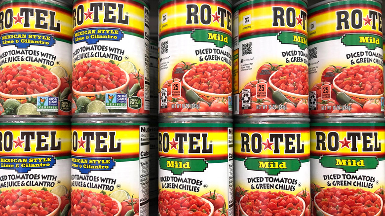 cans of rotel on shelf