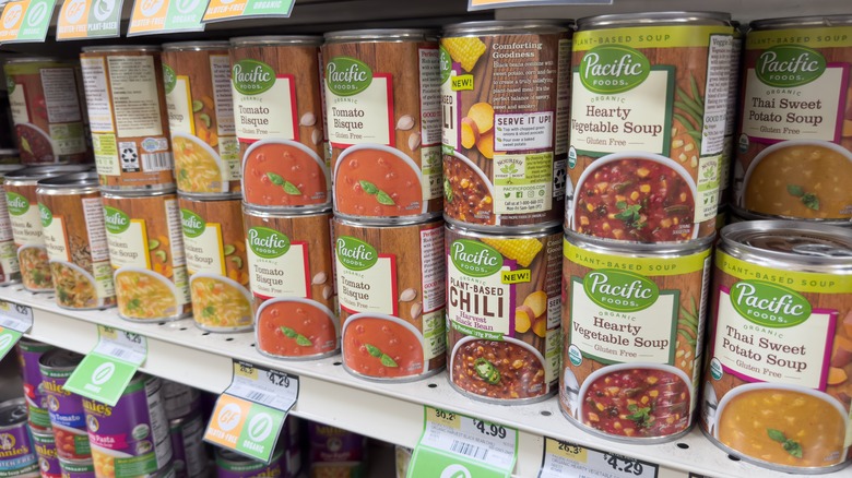 Pacific Foods soup on shelf